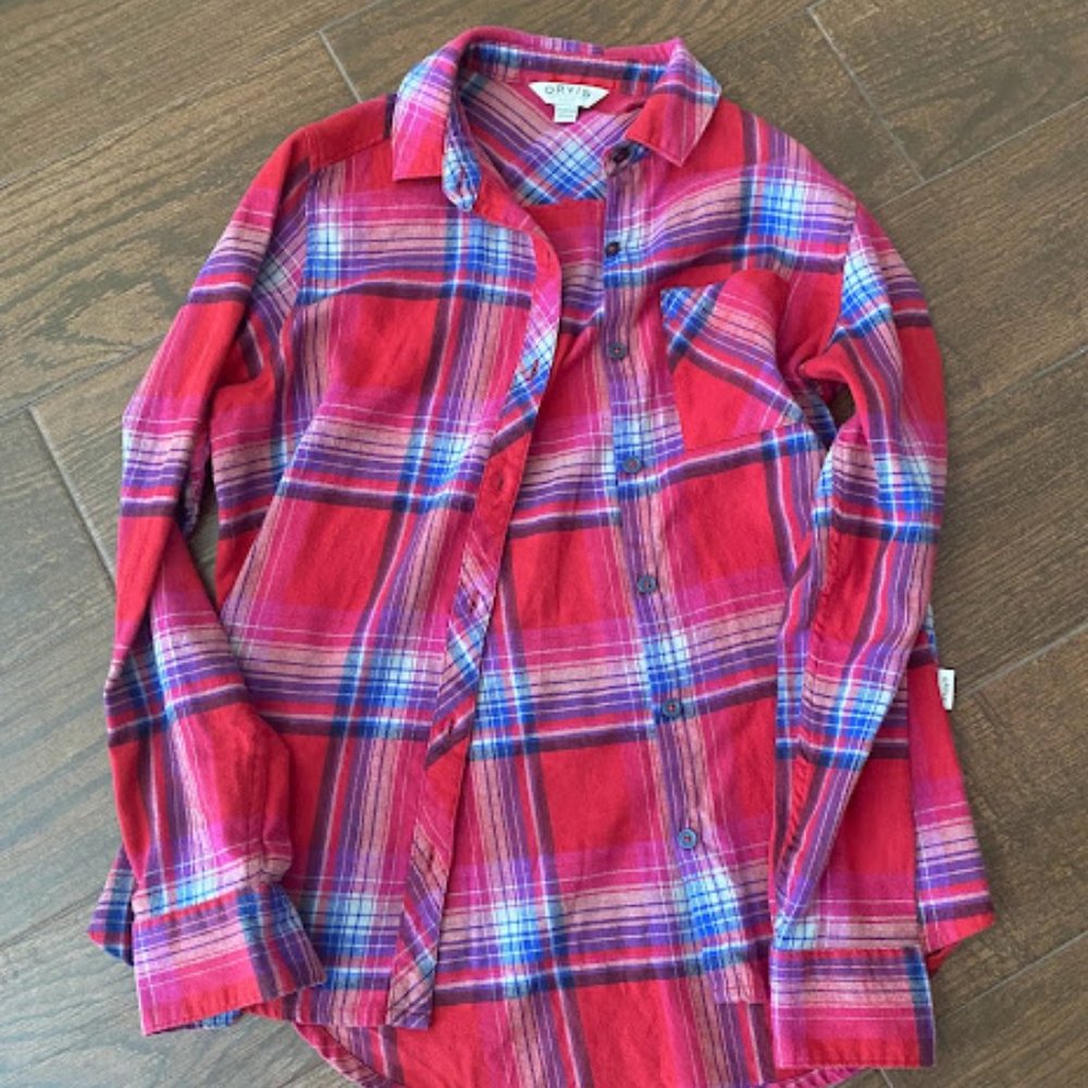 Orvis Pink/Purple/Blue Button-up Flannel Shirt w/ Pocket